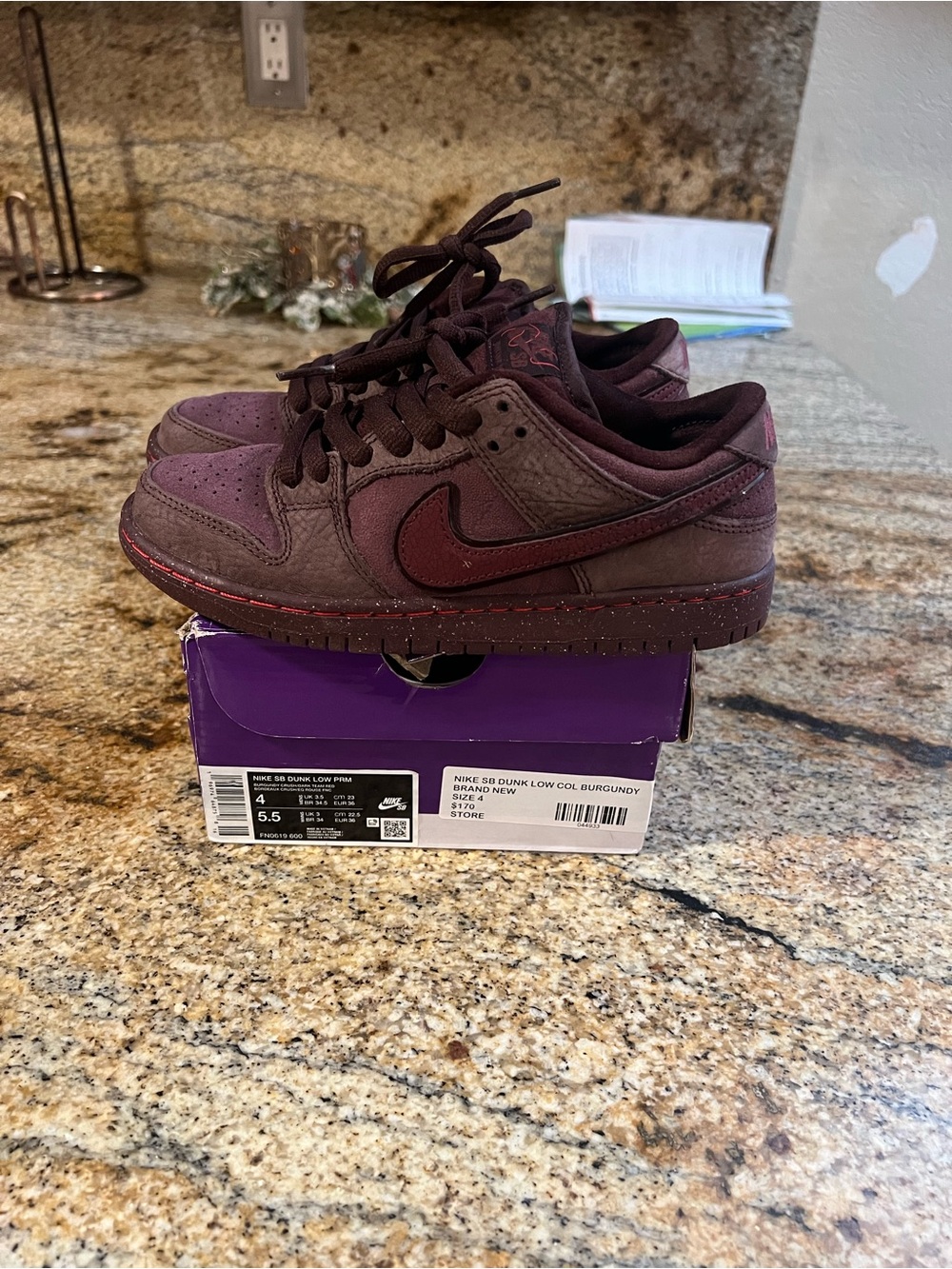 Nike SB Dunk Low City of Love Burgundy Crush Men’s 4 Women’s 5.5 FN0619-600